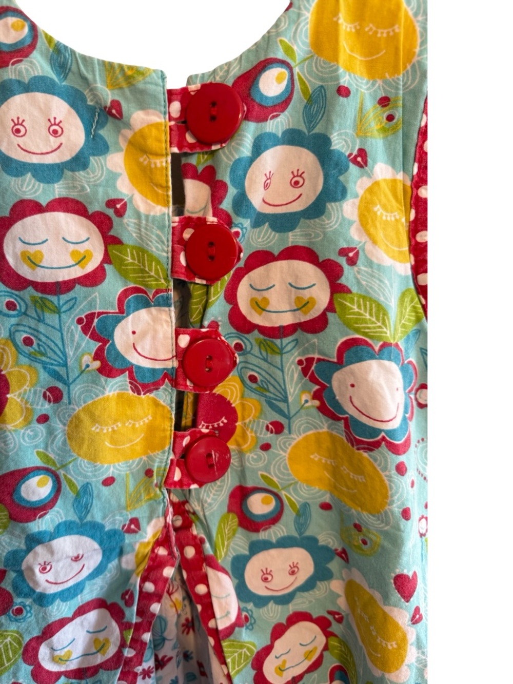 Jelly the Pug Girls Floral Tunic Top Size 6X Blue Red Printed Tank Shirt - Picture 7 of 8